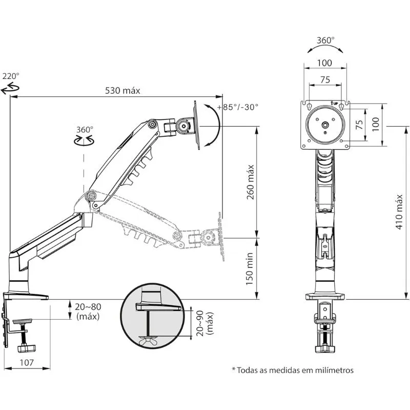 1.3 Melhor suporte articulado para monitor - ELG F80N