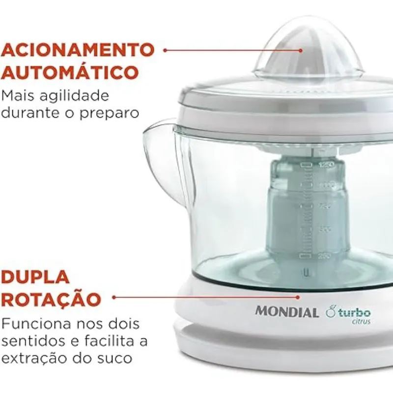 melhor espremedor de fruta eletrico - Mondial Branco