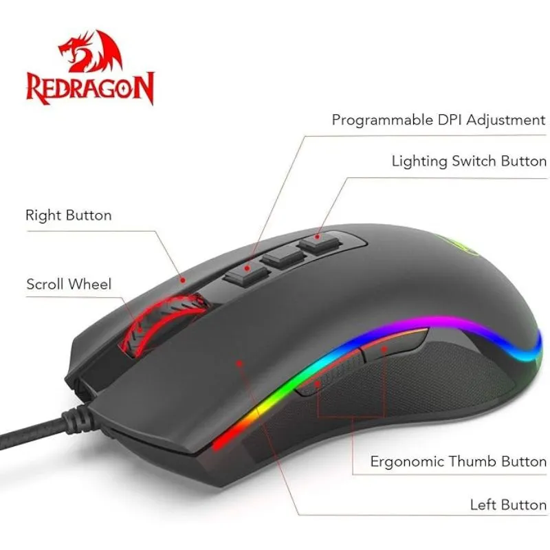 Melhor mouse gamer custo benefício Redragon Cobra RGB