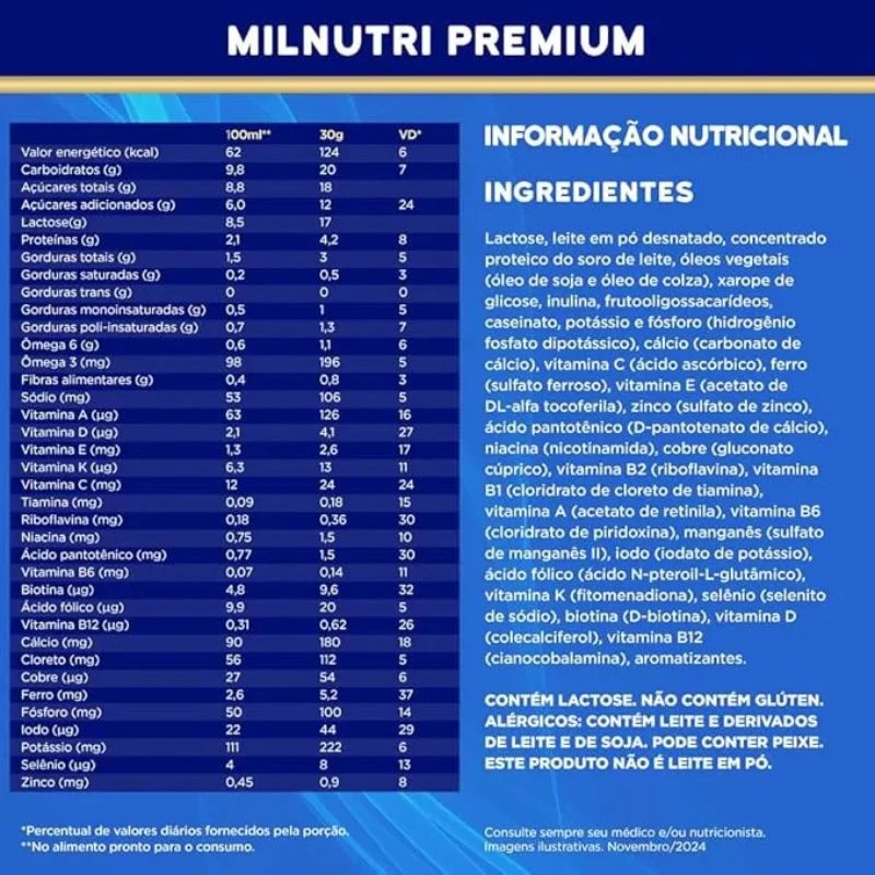 Melhor fórmula infantil em pó sem glutem danone milnutri premium